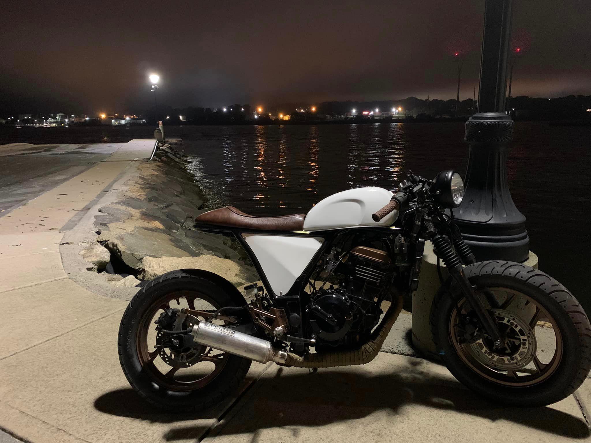 Motorcycle by the river